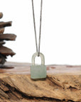 Baikalla Genuine Ice Yellow Jadeite Jade Lock Necklace Pendant