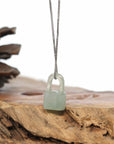 Baikalla Genuine Ice Yellow Jadeite Jade Lock Necklace Pendant