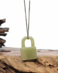 Baikalla Genuine Ice Yellow Jadeite Jade Lock Necklace Pendant