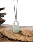 Baikalla Genuine Ice Jadeite Jade Lock Necklace Pendant