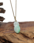 Baikalla Jewelry 18k Gold Jadeite Necklace Natural Unique Jadeite Jade Lucky Bottle Necklace with 14k Yellow Gold Bail
