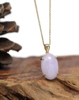 Baikalla Jewelry Lavender Jadeite Necklace 14K Gold Natural Lavender Burmese Jadeite Cabochon Necklace