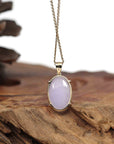 Baikalla Jewelry Lavender Jadeite Necklace 14K Gold Natural Lavender Burmese Jadeite Cabochon Necklace