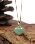Baikalla Jewelry 18k Gold Jadeite Necklace Pendant Only Baikalla 14K Yellow Gold Genuine Burmese Green Jadeite Jade Heart Pendant with VS1 Diamonds