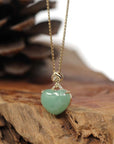 Baikalla Jewelry 18k Gold Jadeite Necklace Baikalla 14K Yellow Gold Genuine Burmese Green Jadeite Jade Heart Pendant with VS1 Diamonds