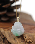 Baikalla Jewelry Gold Jade Buddha Pendant Only Baikalla "Laughing Buddha" 14k Gold Genuine White Green Jadeite Jade