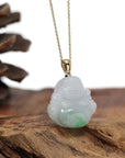Baikalla Jewelry Gold Jade Buddha Baikalla "Laughing Buddha" 14k Gold Genuine White Green Jadeite Jade