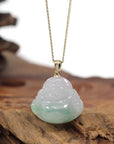 Baikalla Jewelry Gold Jade Buddha Baikalla "Laughing Buddha" 14k Gold Genuine Green Jadeite Jade with Diamond Bail