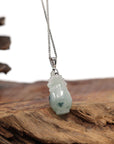 Baikalla Jewelry 18k Gold Jadeite Necklace Natural Unique Jadeite Jade Lucky Bottle Necklace with 14k White Gold Bail