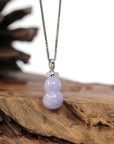 Baikalla Jewelry Jade Pendant 14K White Gold Jadeite Jade Good Luck Hulu Bottle Gourd Necklace