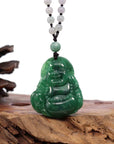 Baikalla Jewelry Jade Guanyin Pendant Necklace Baikalla "Goddess of Compassion" Genuine Burmese Jadeite Jade Happy Buddha Pendant