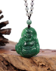 Baikalla Jewelry Jade Guanyin Pendant Necklace Baikalla "Goddess of Compassion" Genuine Burmese Jadeite Jade Happy Buddha Pendant