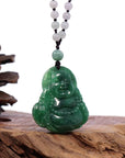Baikalla Jewelry Jade Guanyin Pendant Necklace Baikalla "Goddess of Compassion" Genuine Burmese Jadeite Jade Happy Buddha Pendant