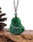 Baikalla Jewelry Jade Guanyin Pendant Necklace Baikalla "Goddess of Compassion" Genuine Burmese Jadeite Jade Happy Buddha Pendant