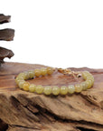 Baikalla Jewelry jade beads bracelet Sterling Silver Yellow Jadeite Jade Beads Bracelet (6.5 mm)