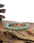 Baikalla Jewelry jade beads bracelet 6.5 inches Sterling Silver Gold Plated Genuine Green Jadeite Jade Bead Bracelet ( 7 mm )