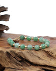 Baikalla Jewelry jade beads bracelet Sterling Silver Gold Plated Genuine Green Jadeite Jade Bead Bracelet ( 7 mm )