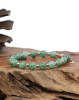 Baikalla Jewelry jade beads bracelet Sterling Silver Gold Plated Genuine Green Jadeite Jade Bead Bracelet ( 7 mm )