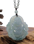 Baikalla Jewelry Gold Jadeite Jade Pendant Necklace Natural Burmese Jadeite Jade Happy Buddha