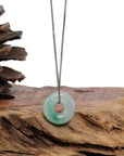 Baikalla Jewelry Jade Pendant Necklace Baikalla "Good Luck Button" Necklace Green Jadeite Jade Pendant For Men