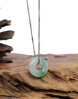 Baikalla Jewelry Jade Pendant Necklace Baikalla "Good Luck Button" Necklace Green Jadeite Jade Pendant For Men