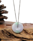 Baikalla Jewelry Jade Pendant Necklace Baikalla "Good Luck Button" Necklace Green and Lavender Jadeite Jade Lucky Ping An Kou Necklace