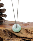 Baikalla Jewelry Jade Pendant Necklace Baikalla "Good Luck Button" Necklace White Green Jadeite Jade Lucky Ping An Kou Pendant
