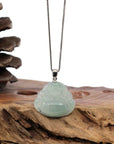 Baikalla Jewelry Jade Buddha Pendant Baikalla™ "Laughing Buddha" Genuine Green Jadeite Buddha Pendant Necklace With Silver Bail
