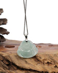 Baikalla Jewelry Jade Buddha Pendant Baikalla™ "Laughing Buddha" Genuine Green Jadeite Buddha Pendant Necklace With Silver Bail