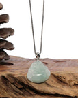 Baikalla Jewelry Jade Buddha Pendant Baikalla™ "Laughing Buddha" Genuine Green Jadeite Buddha Pendant Necklace With Silver Bail