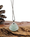 Baikalla Jewelry Jade Buddha Pendant Baikalla™ "Laughing Buddha" Genuine Green Jadeite Buddha Pendant Necklace With Silver Bail