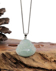 Baikalla Jewelry Jade Buddha Pendant Baikalla™ "Laughing Buddha" Genuine Green Jadeite Buddha Pendant Necklace With Silver Bail