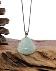 Baikalla Jewelry Jade Buddha Pendant Baikalla™ "Laughing Buddha" Genuine Green Jadeite Buddha Pendant Necklace With Silver Bail