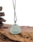 Baikalla Jewelry Jade Buddha Pendant Baikalla™ "Laughing Buddha" Genuine Green Jadeite Buddha Pendant Necklace With Silver Bail