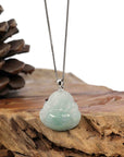 Baikalla Jewelry Jade Buddha Pendant Baikalla™ "Laughing Buddha" Genuine Green Jadeite Buddha Pendant Necklace With Silver Bail