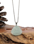 Baikalla Jewelry Jade Buddha Pendant Baikalla™ "Laughing Buddha" Genuine Green Jadeite Buddha Pendant Necklace With Silver Bail