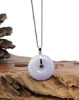 Baikalla Jewelry Gold Jadeite Jade Pendant Necklace "Good Luck Button" Lavender Jadeite Jade Lucky KouKou Pendant With 14K White Gold Bail