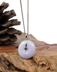 Baikalla Jewelry Gold Jadeite Jade Pendant Necklace Pendant Only "Good Luck Button" Lavender Jadeite Jade Lucky KouKou Pendant With 14K White Gold Bail