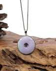 Baikalla Jewelry Gold Jadeite Jade Pendant Necklace Pendant Only "Good Luck Button" Lavender Jadeite Jade Lucky KouKou Pendant With 14K White Gold Diamond Bail