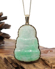 Baikalla Jewelry Jade Guanyin Pendant Necklace Copy of "Goddess of Compassion" 18k Yellow Gold Genuine Burmese Jadeite Jade Guanyin Necklace