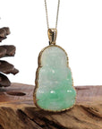 Baikalla Jewelry Jade Guanyin Pendant Necklace Copy of "Goddess of Compassion" 18k Yellow Gold Genuine Burmese Jadeite Jade Guanyin Necklace