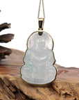 Baikalla Jewelry Jade Guanyin Pendant Necklace "Goddess of Compassion" 14k Yellow Gold Genuine Burmese Jadeite Jade Guanyin Necklace