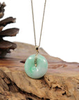Baikalla Jewelry Gold Jadeite Jade Pendant Necklace Pendant Only "Good Luck Button" Lavender Jadeite Jade Lucky KouKou Pendant With 14K Yellow Gold Bail