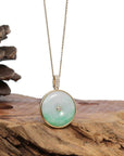 Baikalla Jewelry Gold Jadeite Jade Pendant Necklace Pendant Only 14K Yellow Gold "Good Luck Button" Necklace Green Jadeite Jade Lucky KouKou Pendant Necklace