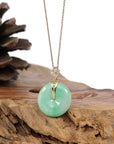 Baikalla Jewelry Gold Jadeite Jade Pendant Necklace Pendant Only 14K Yellow Gold "Good Luck Button" Necklace Green Jadeite Jade Lucky KouKou Pendant Necklace