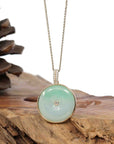 Baikalla Jewelry Gold Jadeite Jade Pendant Necklace Pendant Only 14K Yellow Gold "Good Luck Button" Necklace Green Jadeite Jade Lucky KouKou Pendant Necklace