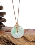 Baikalla Jewelry 18k Gold Jadeite Necklace Baikalla™ "Good Luck Birdie" 18k Rose Gold Genuine Burmese Jadeite Lucky Kou Kou Pendant Necklace With Ruby and Diamond