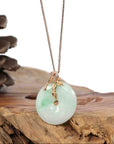 Baikalla Jewelry 18k Gold Jadeite Necklace Baikalla™ "Good Luck Birdie" 18k Rose Gold Genuine Burmese Jadeite Lucky Kou Kou Pendant Necklace With Ruby and Diamond