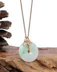 Baikalla Jewelry 18k Gold Jadeite Necklace Pendant Only Baikalla™ "Good Luck Birdie" 18k Rose Gold Genuine Burmese Jadeite Lucky Kou Kou Pendant Necklace With Ruby and Diamond