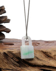 Baikalla Jewelry Jade Pendant Necklace Baikalla Ice White-Green Jadeite Jade Lock Necklace Pendant